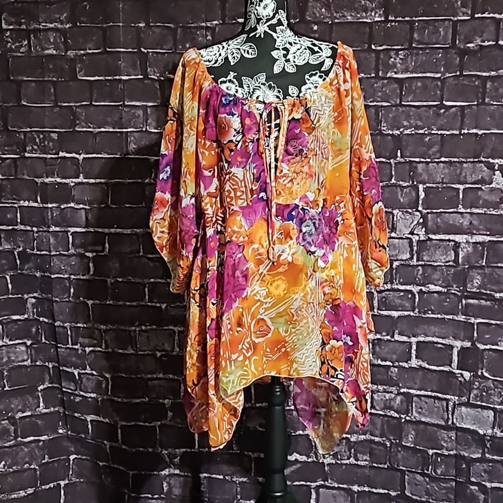 Unique Spectrum Colorful Floral Beach Cover Up size 3X CLEARANCE